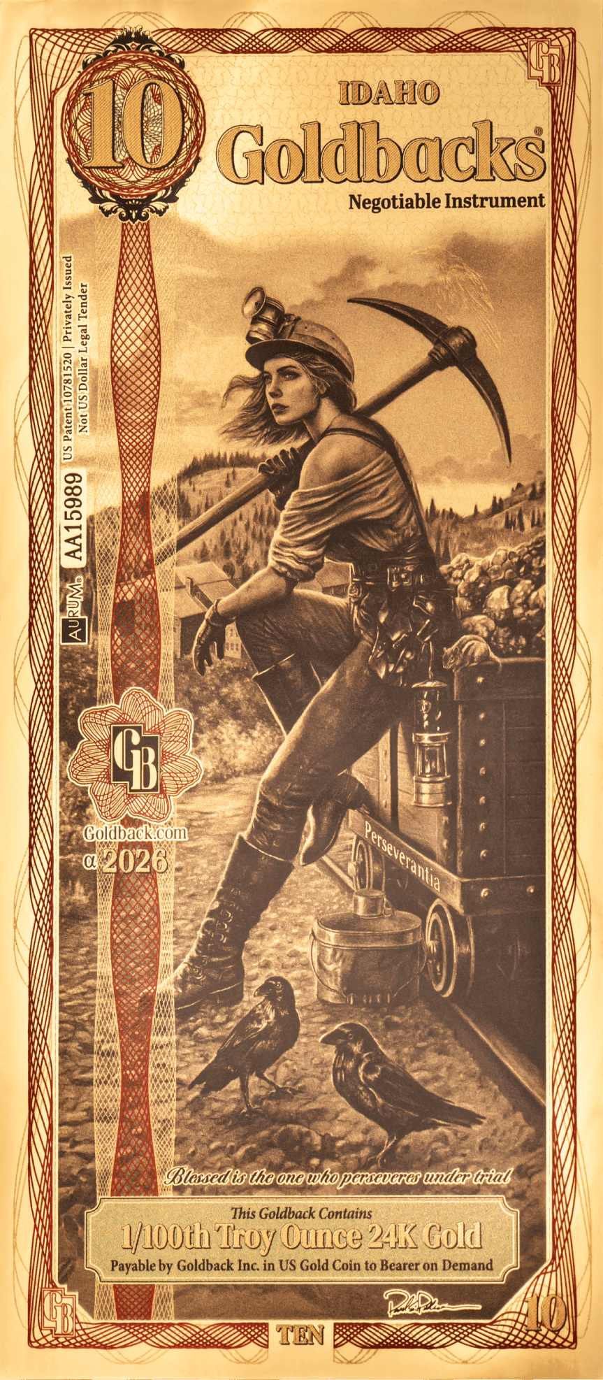 10 Goldbacks note