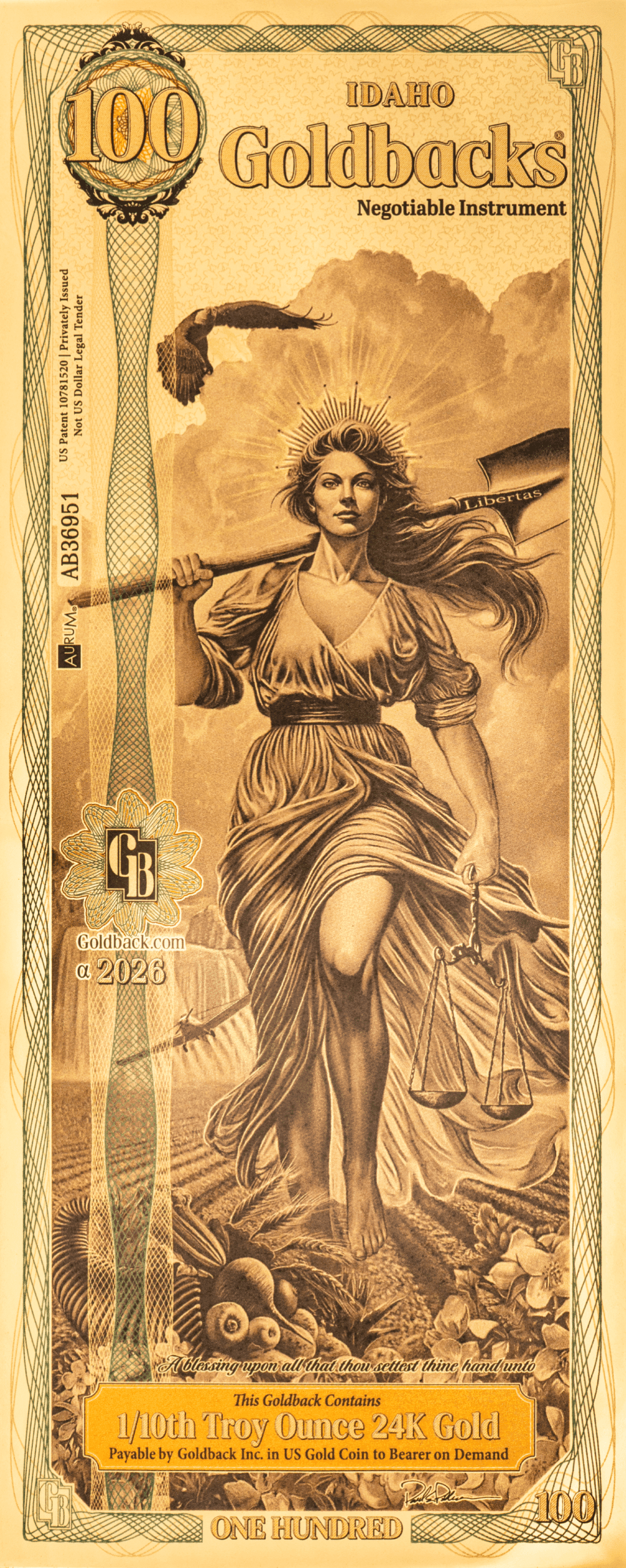 Goldback notes collection showing the 100 denomination series