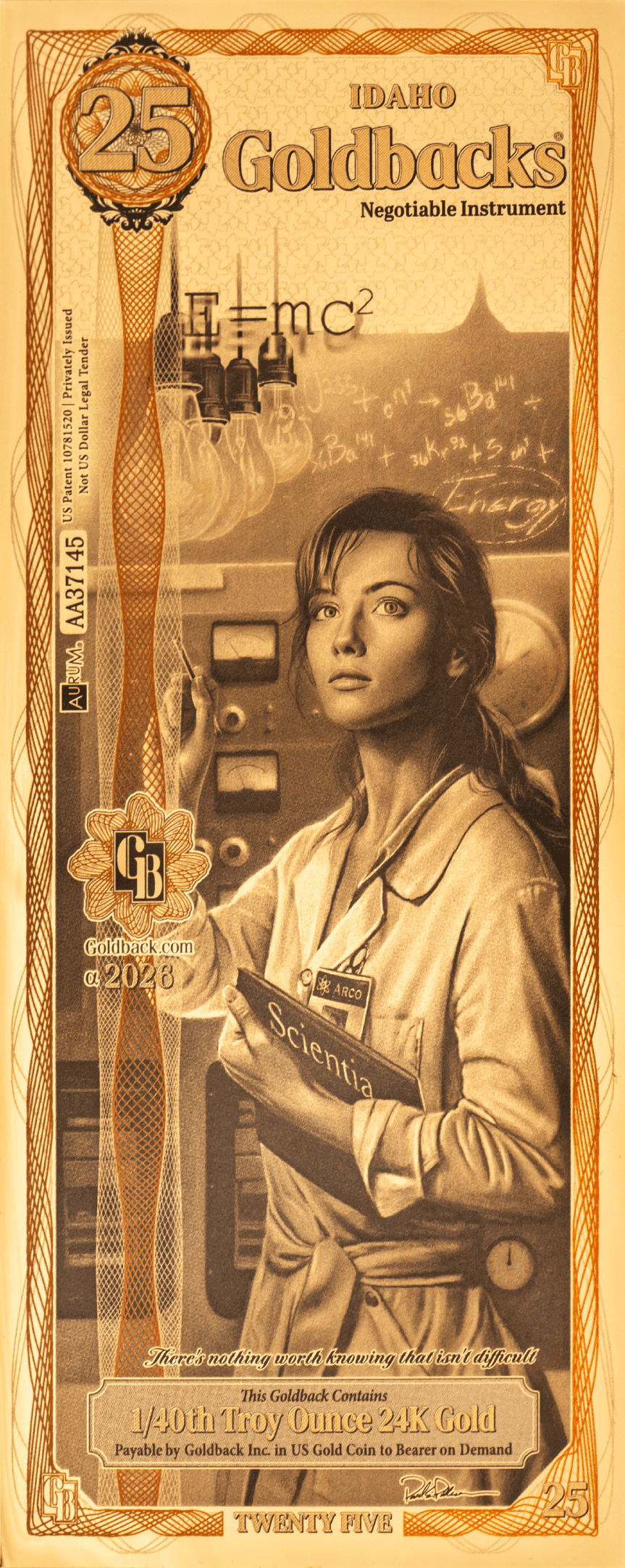Goldback bills with visible denominations and designs